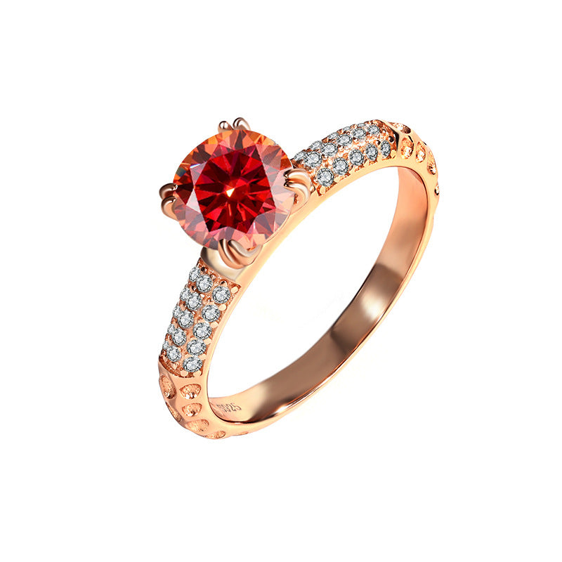 【ZHOYA】rose gold1 8k plated 1ct moissanite ring