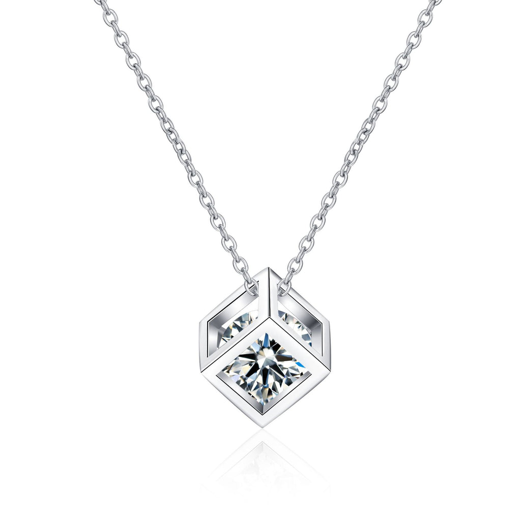 【ZHOYA】Moissanite necklace square shape S925 Silver pt950 gold plated