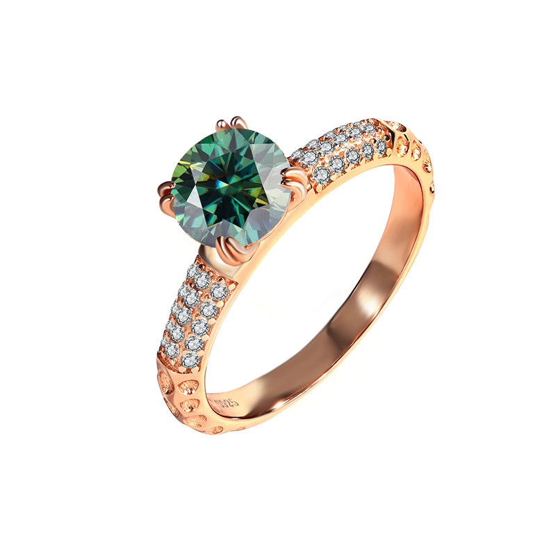 【ZHOYA】rose gold1 8k plated 1ct moissanite ring