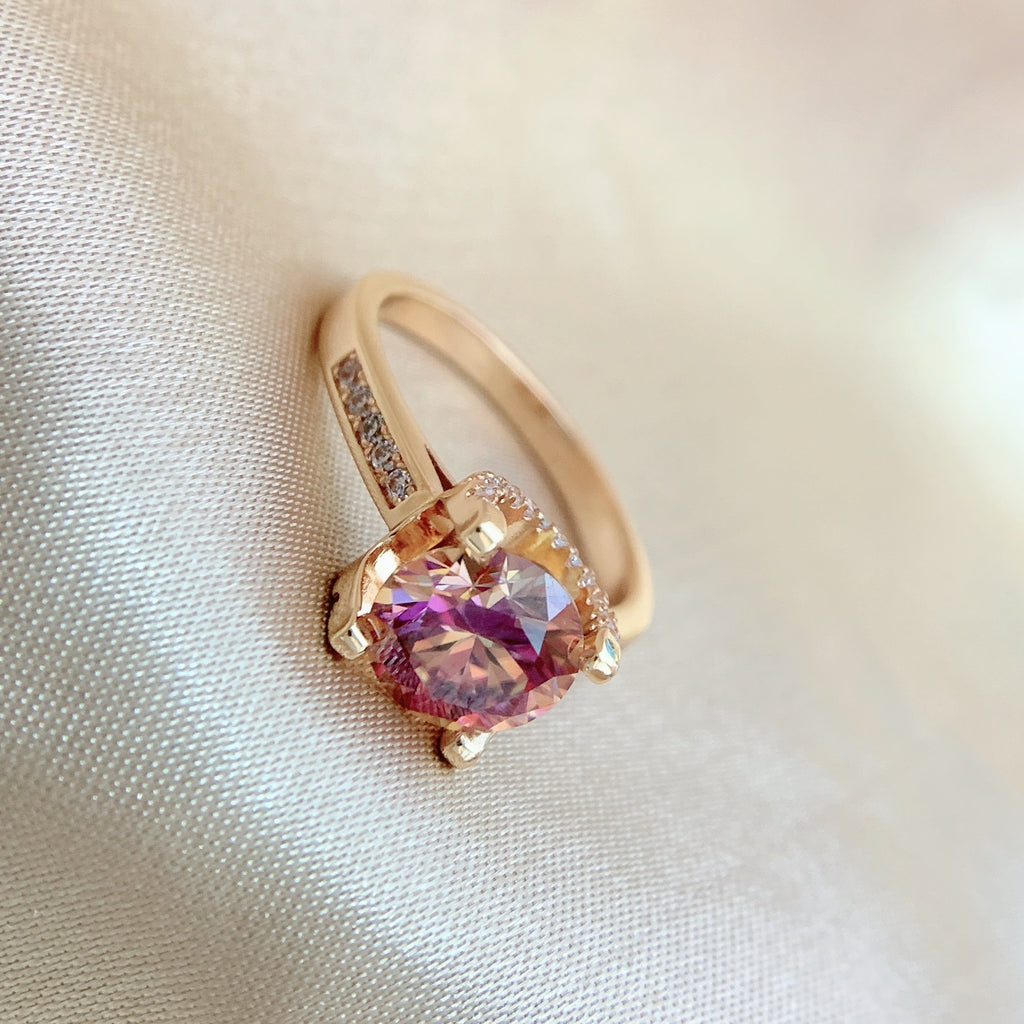 【ZHOYA】rose gold 18K  2CT Moissanite ring