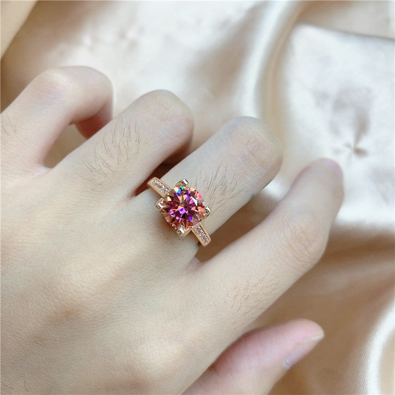 【ZHOYA】rose gold 18K  2CT Moissanite ring