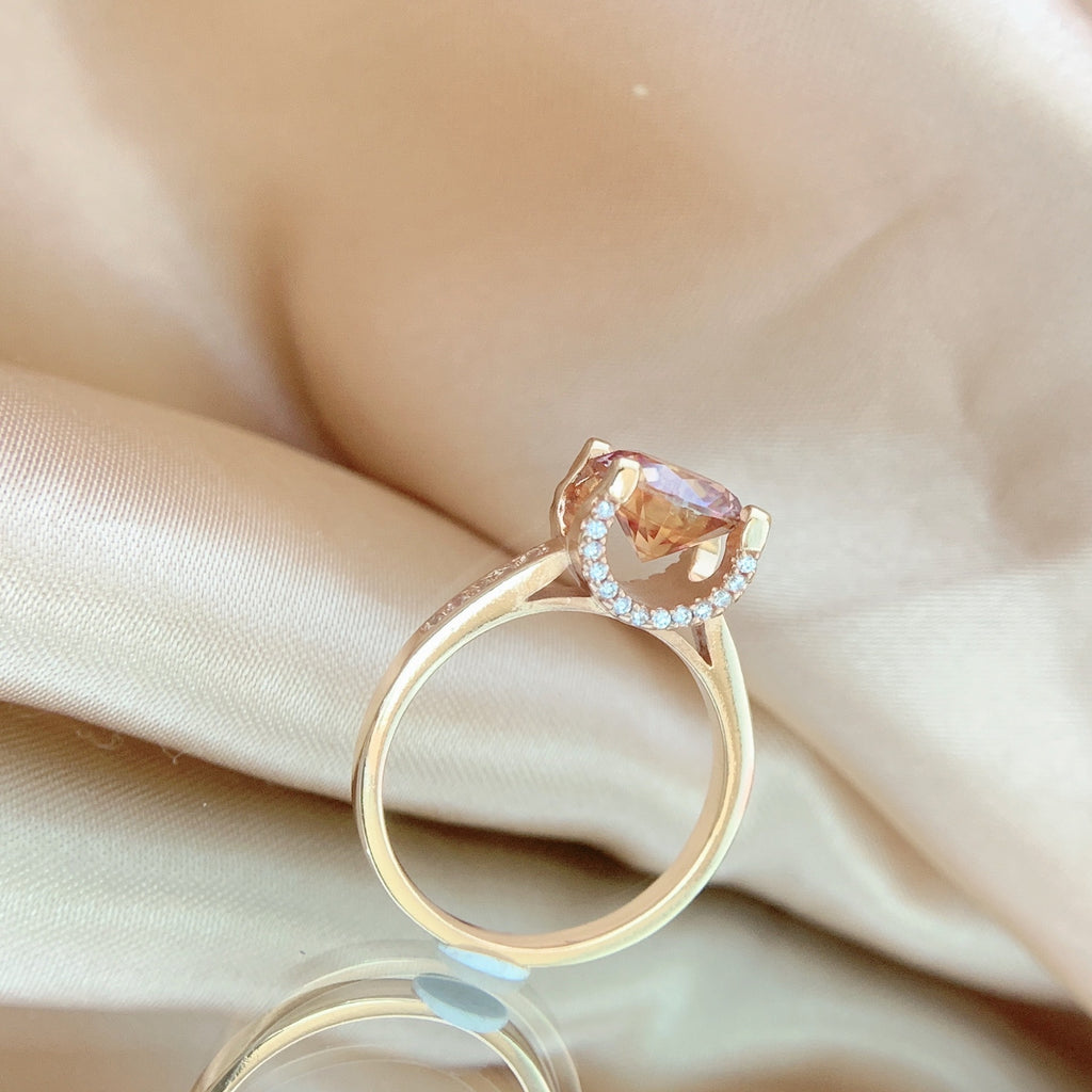 【ZHOYA】rose gold 18K  2CT Moissanite ring