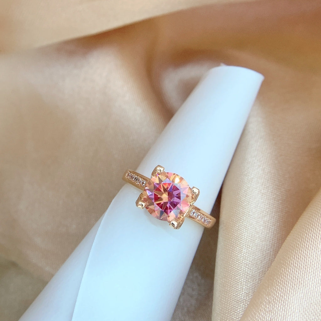 【ZHOYA】rose gold 18K  2CT Moissanite ring