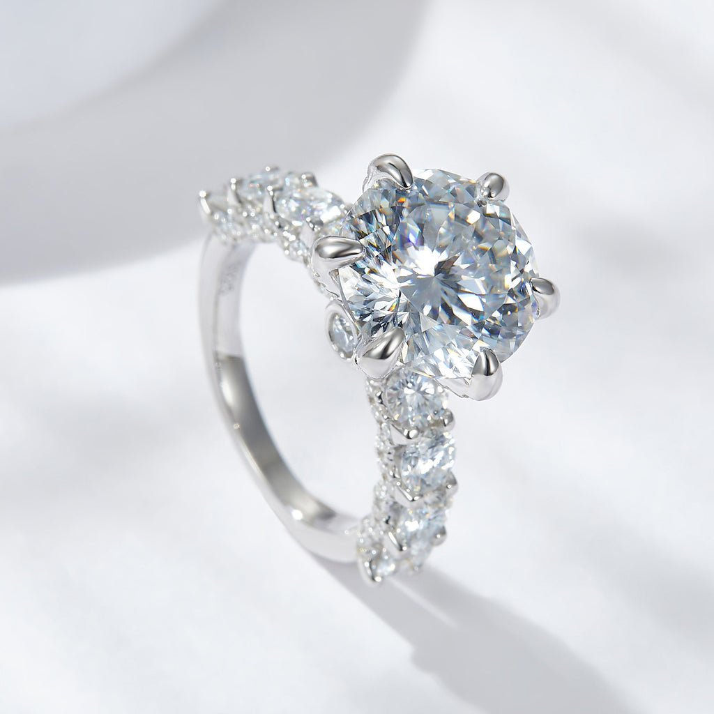 【ZHOYA】 Sterling Silver 3.0 Carat | Fireworks Luxury Moissanite Ring