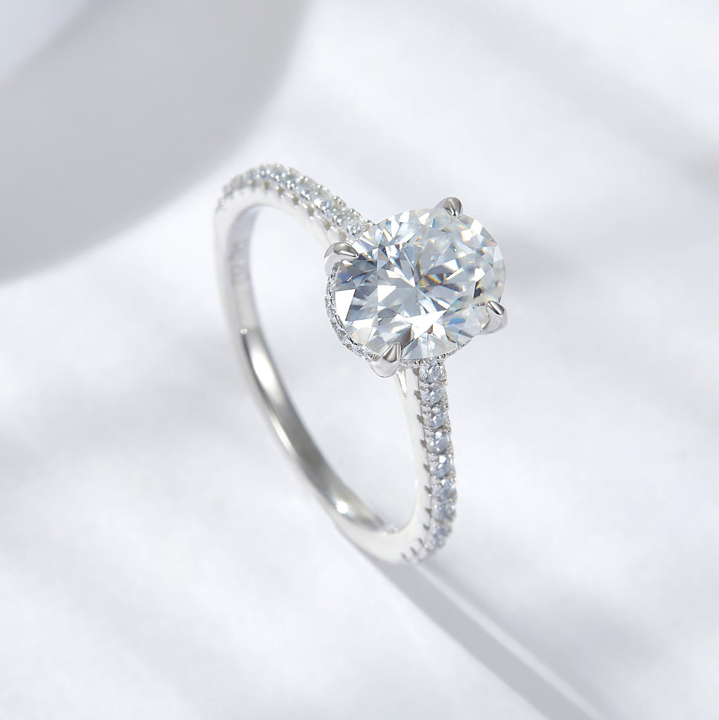 【ZHOYA】S925 Moissanite Silver 3.0 Carat Oval Egg Shape Rings