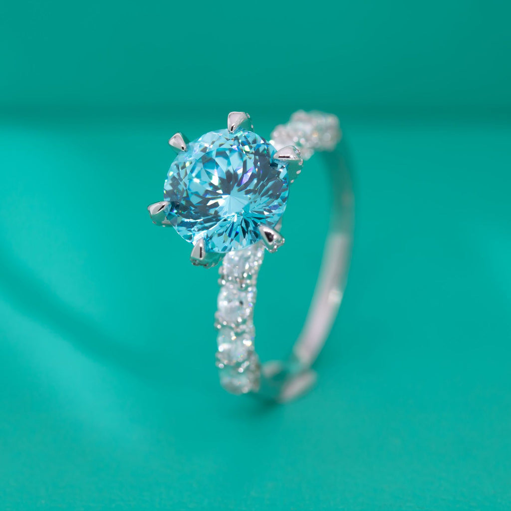 【ZHOYA】Ocean Blue Promise Ring Exquisite Wedding