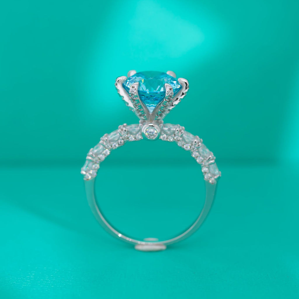 【ZHOYA】Ocean Blue Promise Ring Exquisite Wedding