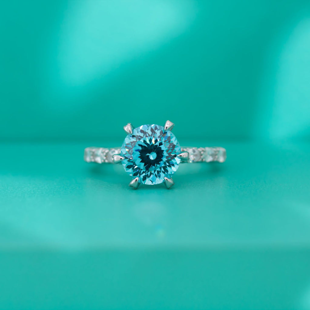 【ZHOYA】Ocean Blue Promise Ring Exquisite Wedding