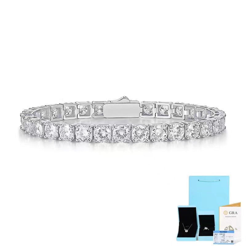 【ZHOYA】 Sparkle Tennis Silver Moissanite Bracelet