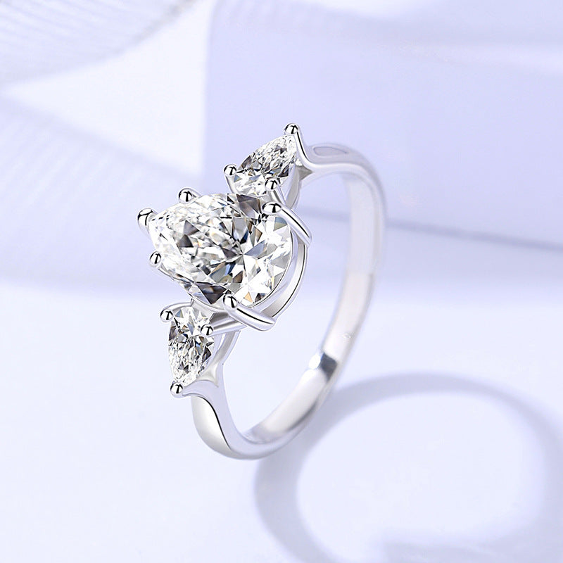 【ZHOYA】 Excellent Moissanite 2 CT S925 Silver Platinum Plated Ring