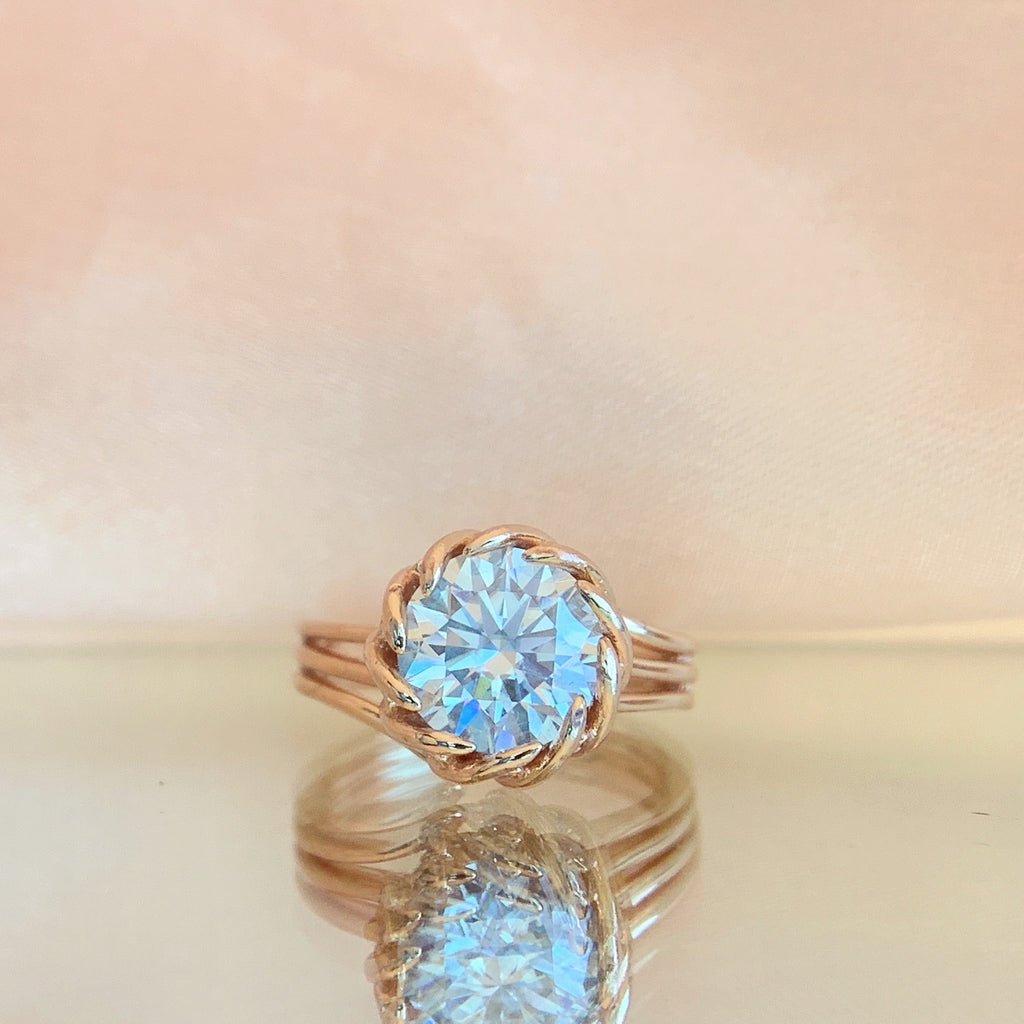 EBBY【ZHOYA】 rose gold 18K 3 CT Moissanite ring