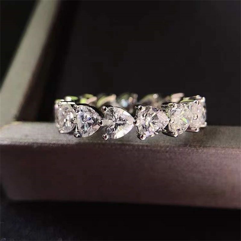 【ZHOYA】925  moissanite heart shape band