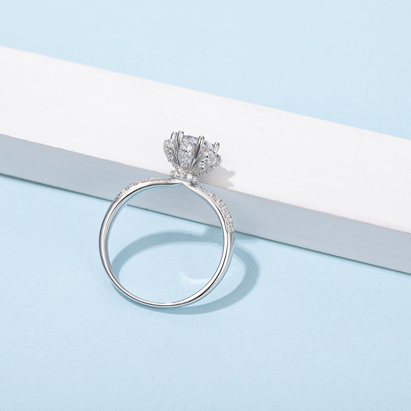 【ZHOYA】 1-2CT Moissanite 925 Sterling Silver Ring