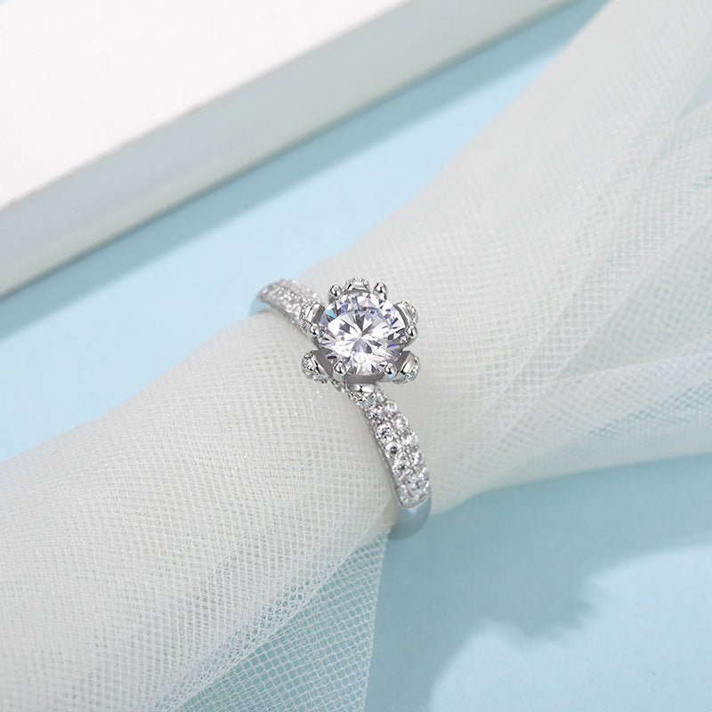 【ZHOYA】 1-2CT Moissanite 925 Sterling Silver Ring