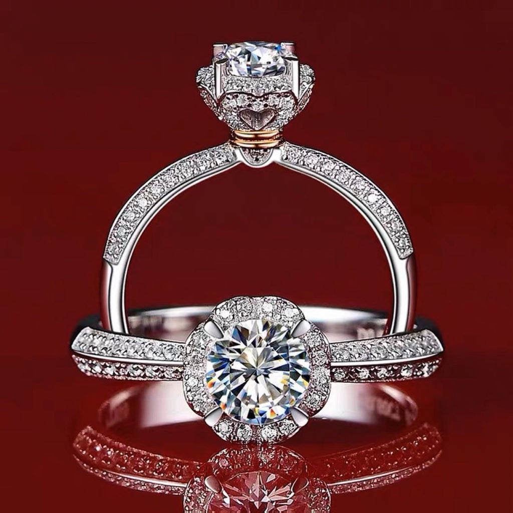 【ZHOYA】 2CT Moissanite 925 Sterling Silver Ring