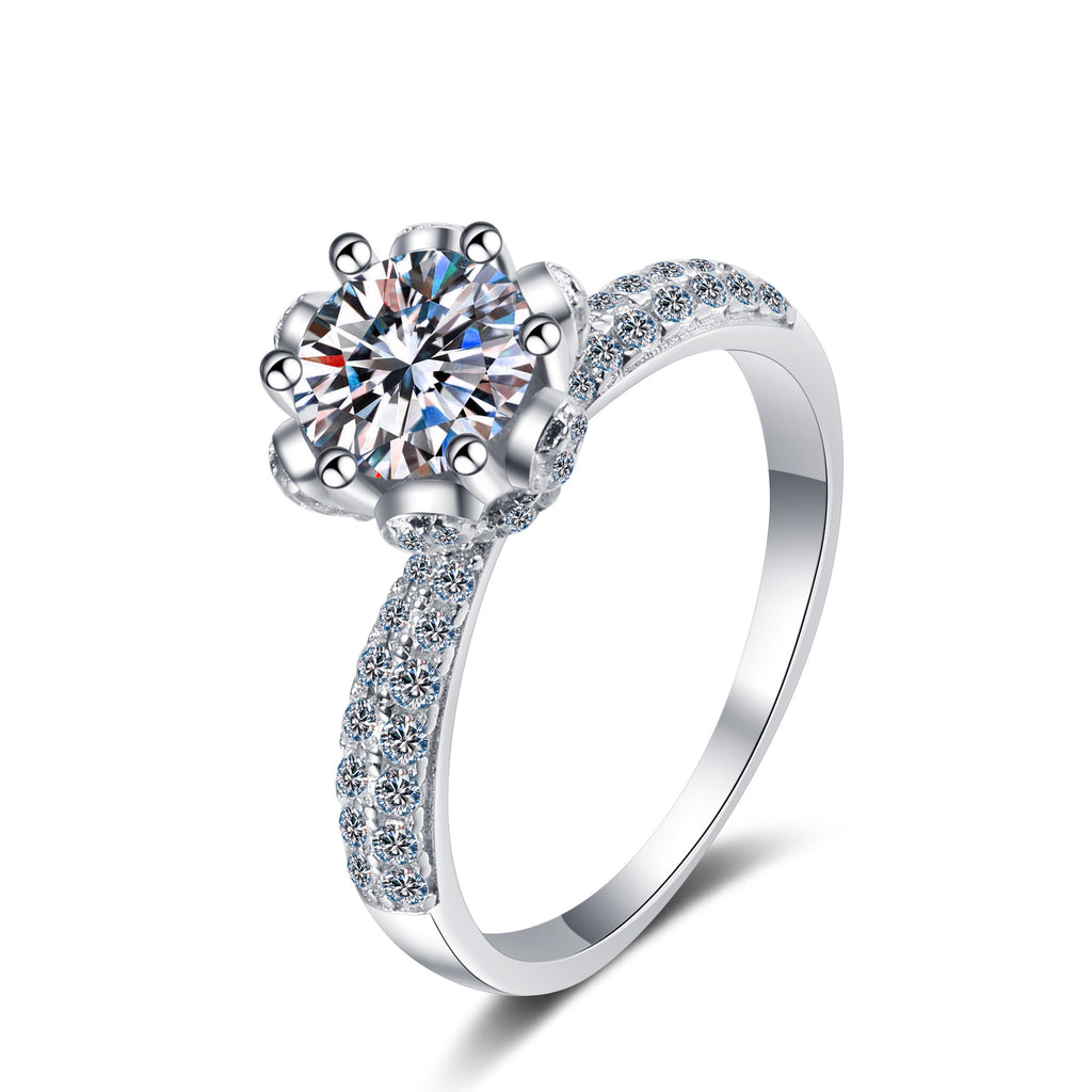 【ZHOYA】 1-2CT Moissanite 925 Sterling Silver Ring