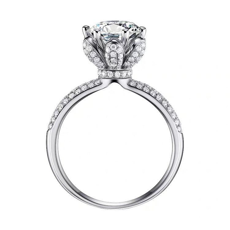 【ZHOYA】 1-2CT Moissanite 925 Sterling Silver Ring