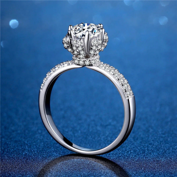 【ZHOYA】 1-2CT Moissanite 925 Sterling Silver Ring