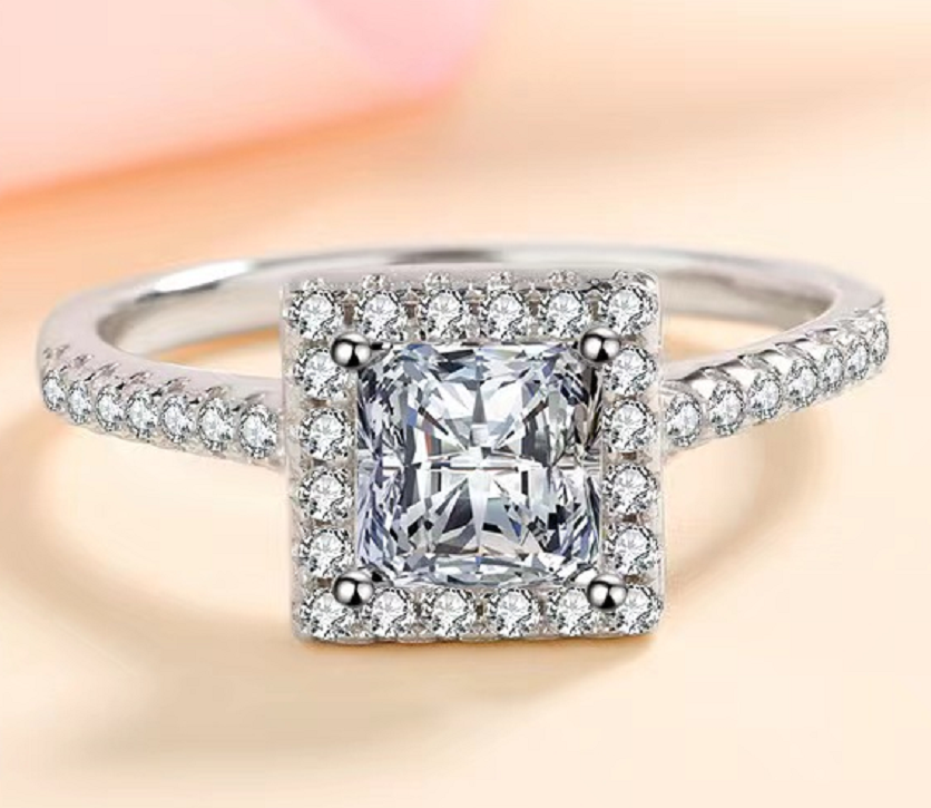 【ZHOYA】 Luxury Round Cut 1 Carat S925 Silver Moissanite Ring