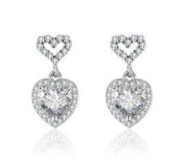 【ZHOYA】CUTE HEART-shape s925 sliver moissanite earrings