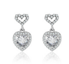 Charger l&#39;image dans la galerie, 【ZHOYA】CUTE HEART-shape s925 sliver moissanite earrings