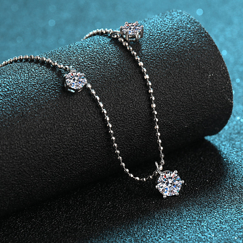 【ZHOYA】New 925 sterling silver necklace six claws 3.2 carat Moissanite full star necklace