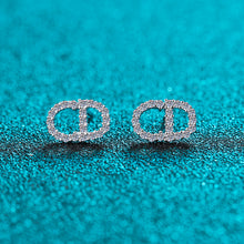 Cargar imagen en el visor de la galería, S925 sterling silver pt950 gold plated Moissanite ear studs CD shape full dimonds