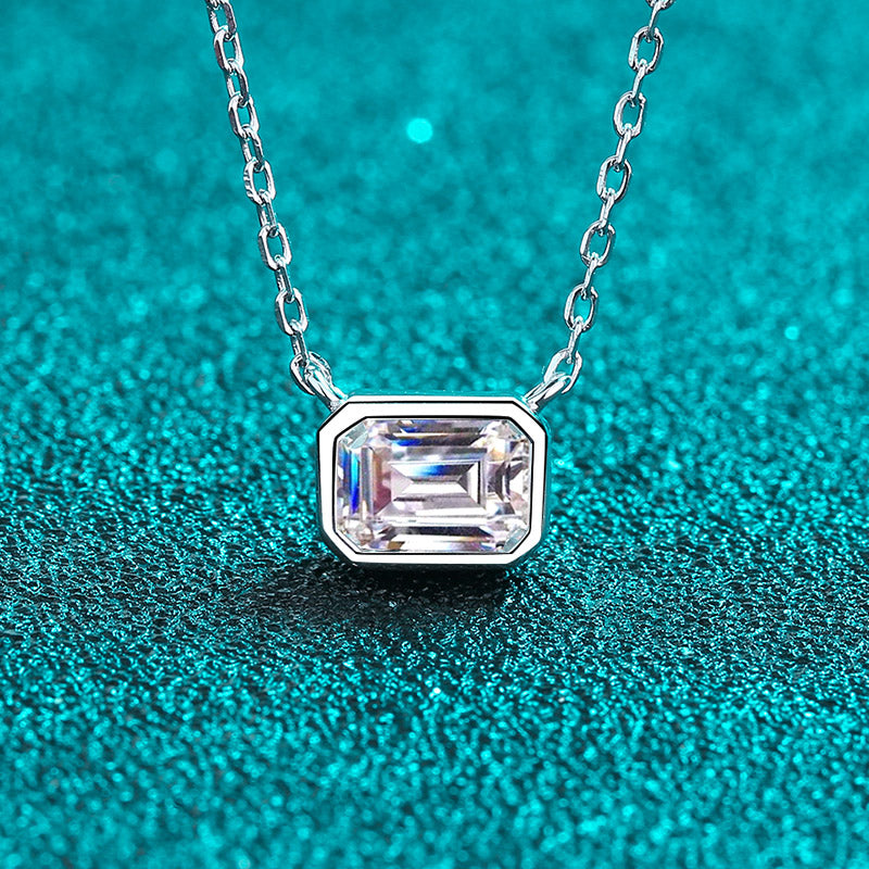 【ZHOYA】925 Sterling silver necklace sugar cube Moissanite  pt950 gold plated