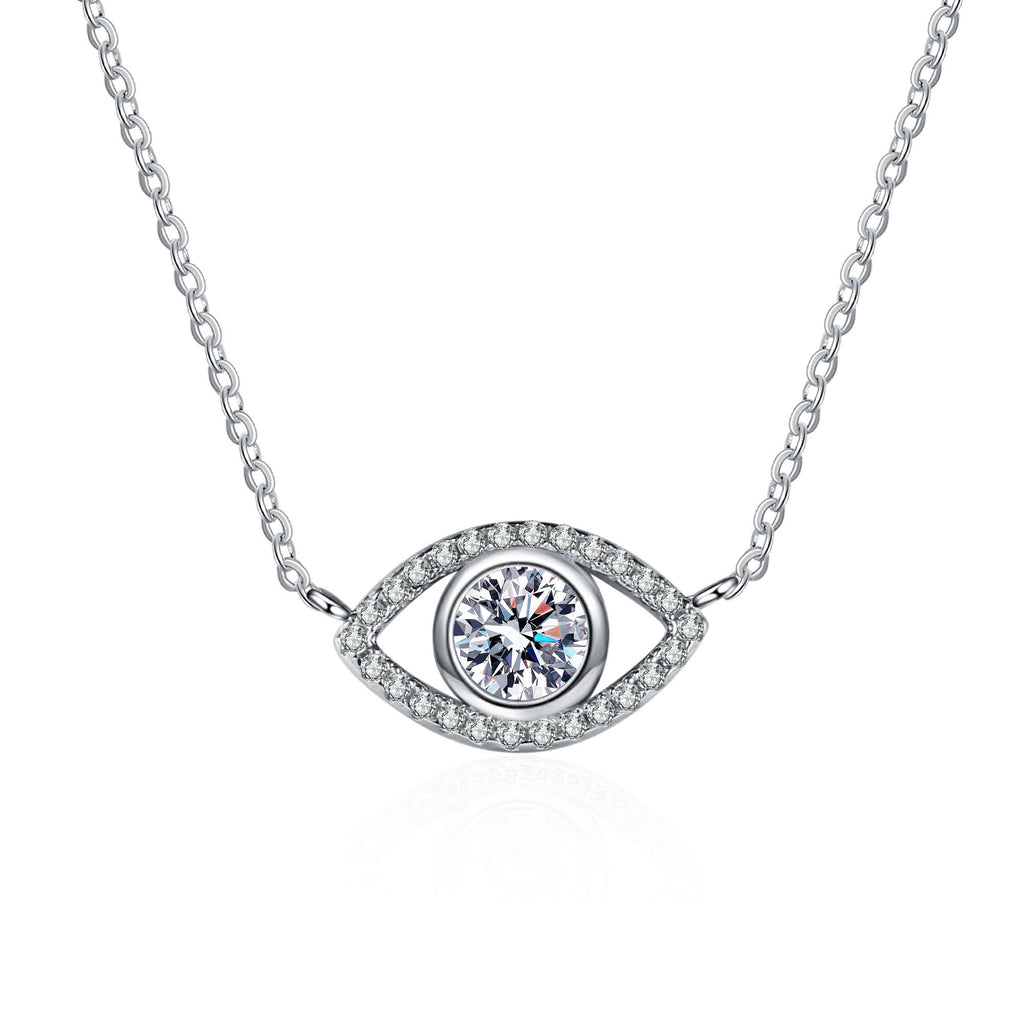 【ZHOYA】925 Silver Pendant Fashion unique Angel Eyes Moissanite inlaid necklace