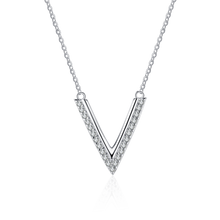 Charger l&#39;image dans la galerie, 【ZHOYA】925 Silver V-shaped Moissanite micro-inlaid necklace ins style