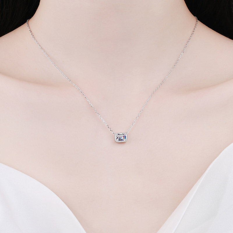 【ZHOYA】925 Sterling silver necklace sugar cube Moissanite  pt950 gold plated