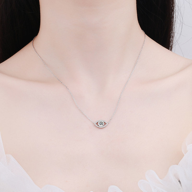 【ZHOYA】925 Silver Pendant Fashion unique Angel Eyes Moissanite inlaid necklace