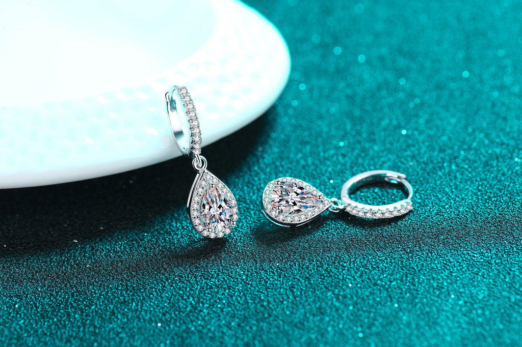 【ZHOYA】925 Sterling Silver Moissanite ear buckle  water drop shape pt950 gold plated