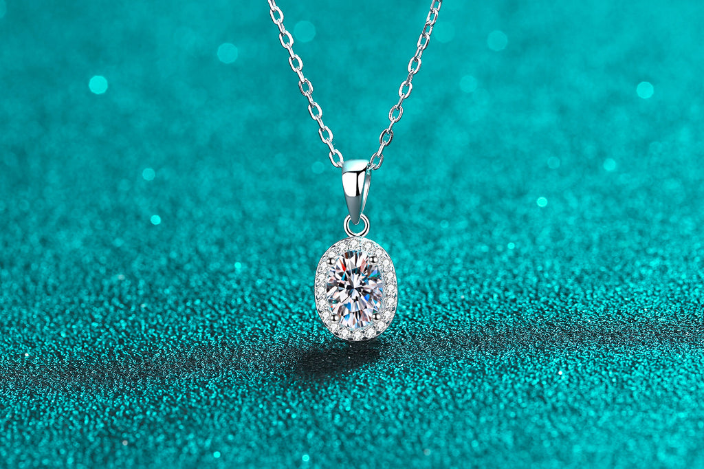 【ZHOYA】925 Sterling Silver Oval Moissanite necklace pt950 gold plated