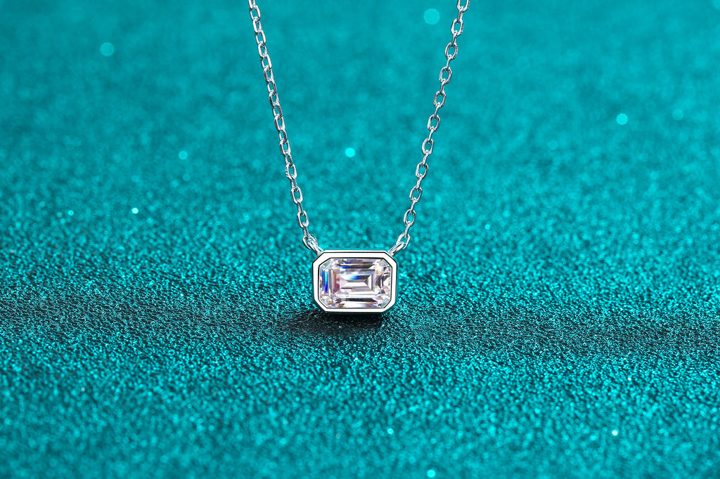 【ZHOYA】925 Sterling silver necklace sugar cube Moissanite  pt950 gold plated