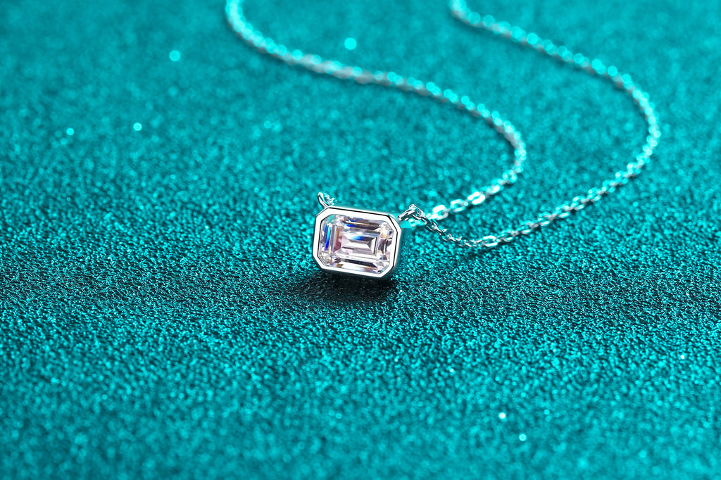 【ZHOYA】925 Sterling silver necklace sugar cube Moissanite  pt950 gold plated