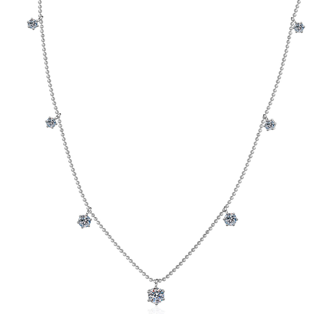 【ZHOYA】New 925 sterling silver necklace six claws 3.2 carat Moissanite full star necklace