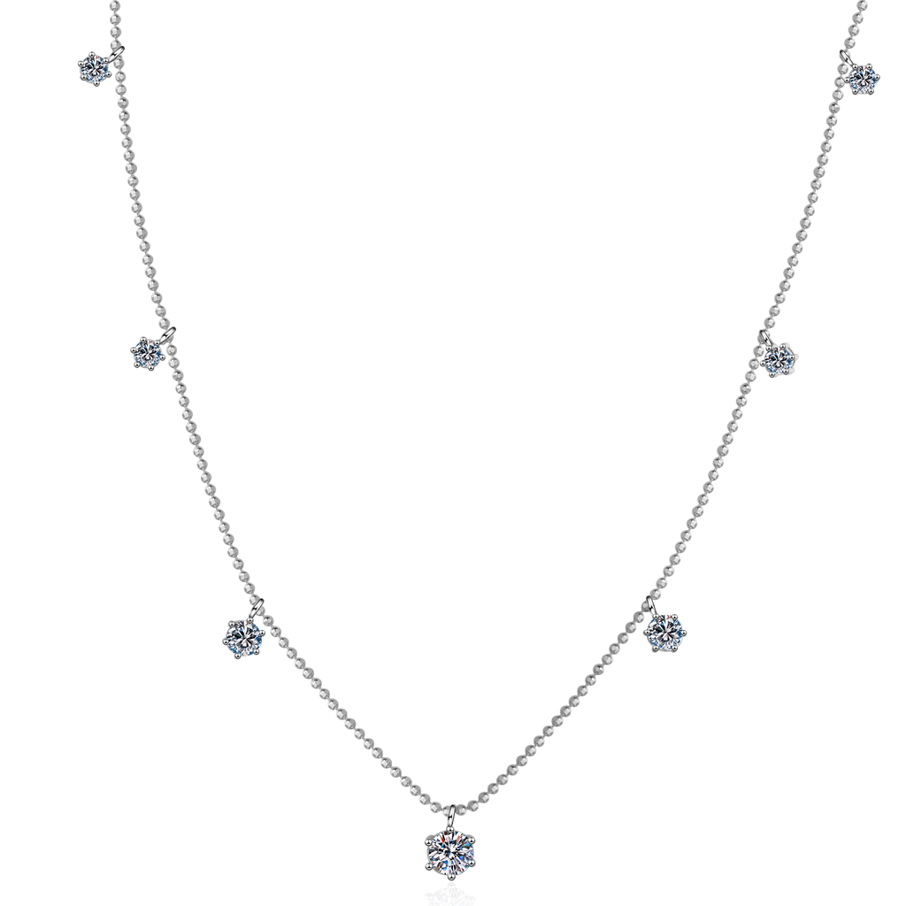 【ZHOYA】New 925 sterling silver necklace six claws 3.2 carat Moissanite full star necklace