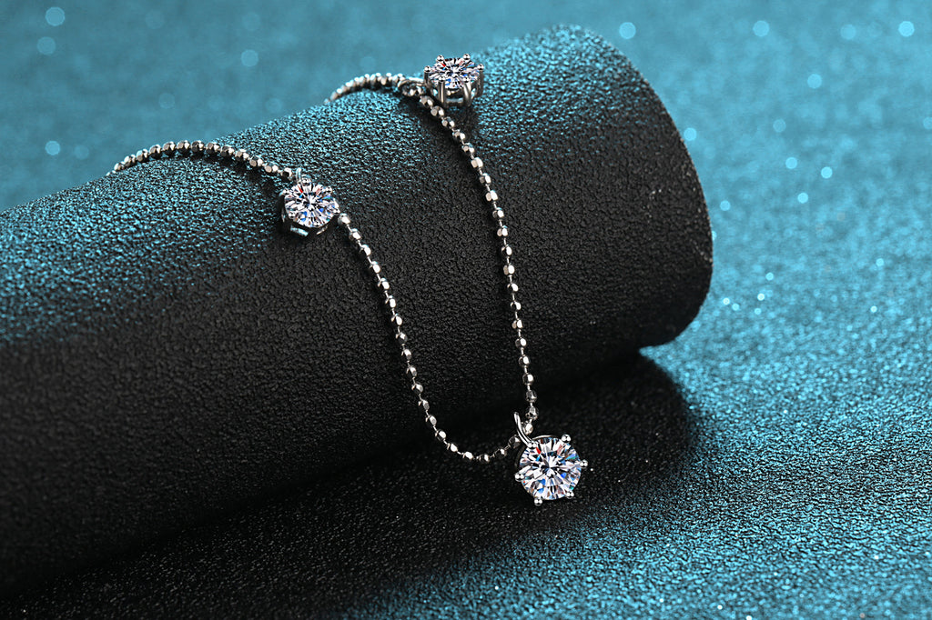 【ZHOYA】New 925 sterling silver necklace six claws 3.2 carat Moissanite full star necklace