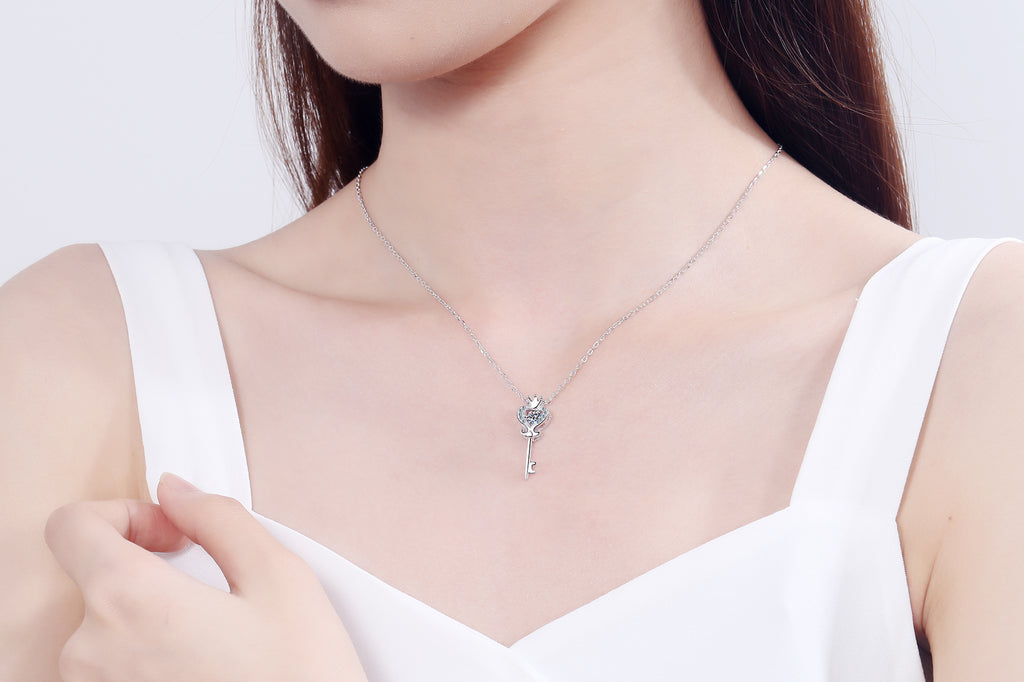 【ZHOYA】s925 Sterling Silver collarbone Chain 30 ctp Moissanite Necklace