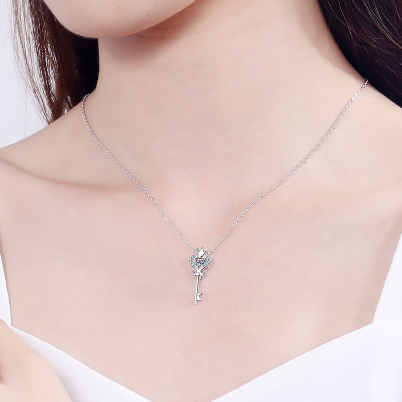 【ZHOYA】s925 Sterling Silver collarbone Chain 30 ctp Moissanite Necklace