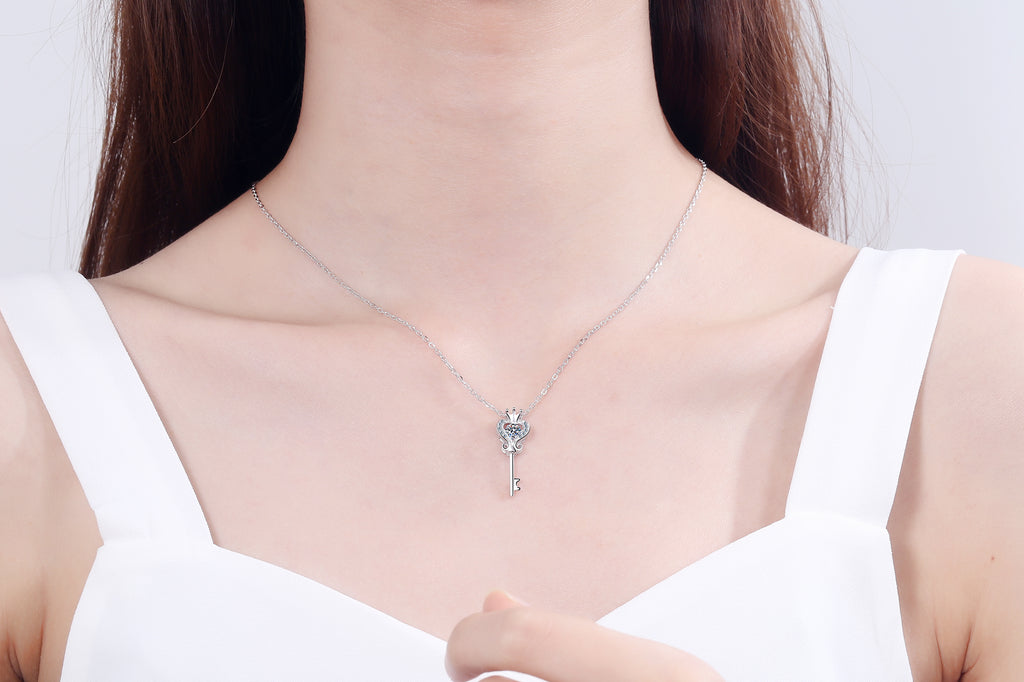 【ZHOYA】s925 Sterling Silver collarbone Chain 30 ctp Moissanite Necklace