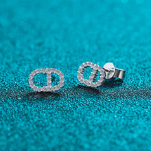 Cargar imagen en el visor de la galería, S925 sterling silver pt950 gold plated Moissanite ear studs CD shape full dimonds