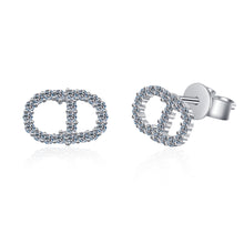 Charger l&#39;image dans la galerie, S925 sterling silver pt950 gold plated Moissanite ear studs CD shape full dimonds