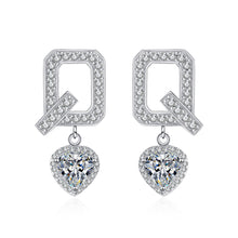 Charger l&#39;image dans la galerie, 【ZHOYA】925 Sterling Silver Q Letter Ear studs Moissanite pt950 gold plated