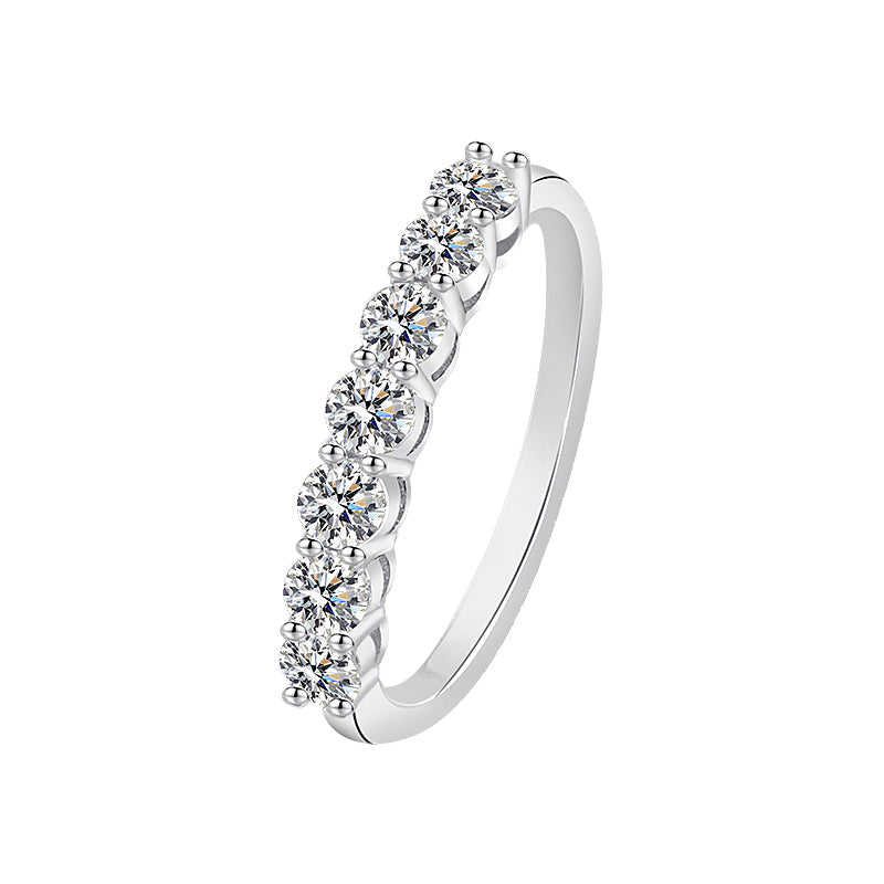 【ZHOYA】Moissanite 0.7 Ct S925 Silver Platinum Plated Ring