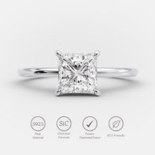 Charger l&#39;image dans la galerie, 【ZHOYA】S925 Silver One Carat Moissanite Princess Engagement Rings