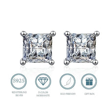 Cargar imagen en el visor de la galería, 【ZHOYA】S925 Silver Classic Charm Square Moissanite Stud Earrings Timeless Design