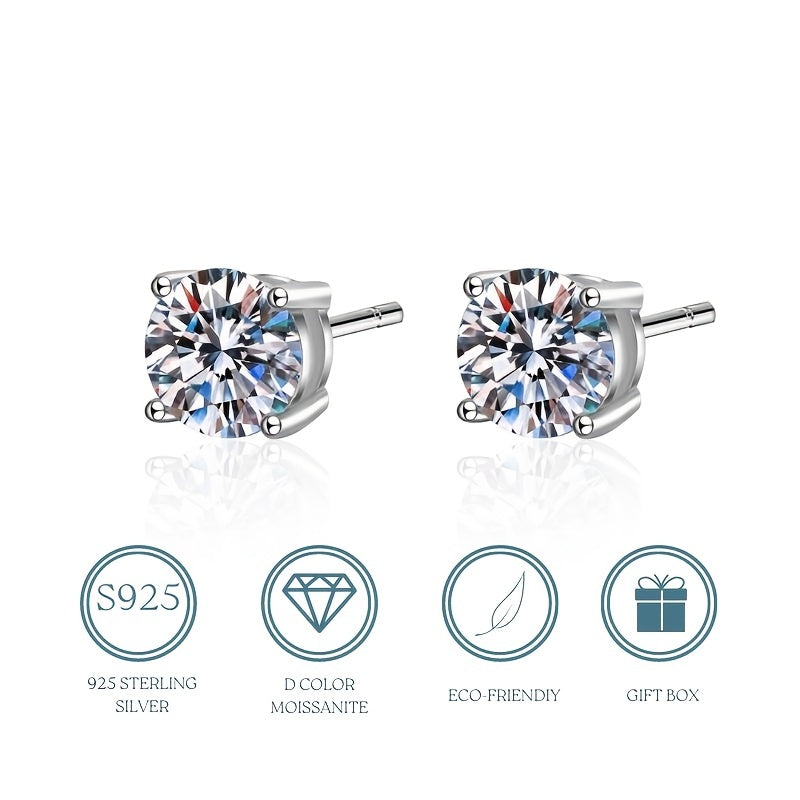 【ZHOYA】S925 Silver Moissanite Four claws Stud Earrings