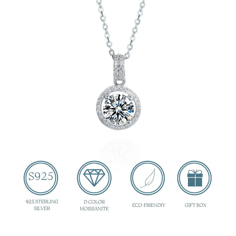 【ZHOYA】 Round 10 CT 925 Sterling Silver Moissanite Necklace